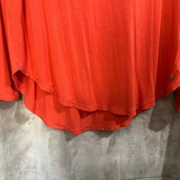 Abercrombie & Fitch Essentials Womens Long Sleeve V-Neck Top Tunic Orange Flowy - Picture 13 of 14
